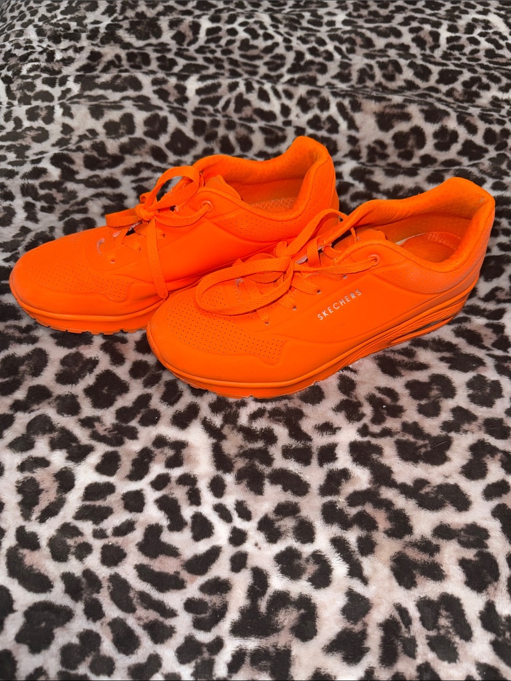 Skechers Neon Orange Lace-Up Sneakers - Picture 3 of 4
